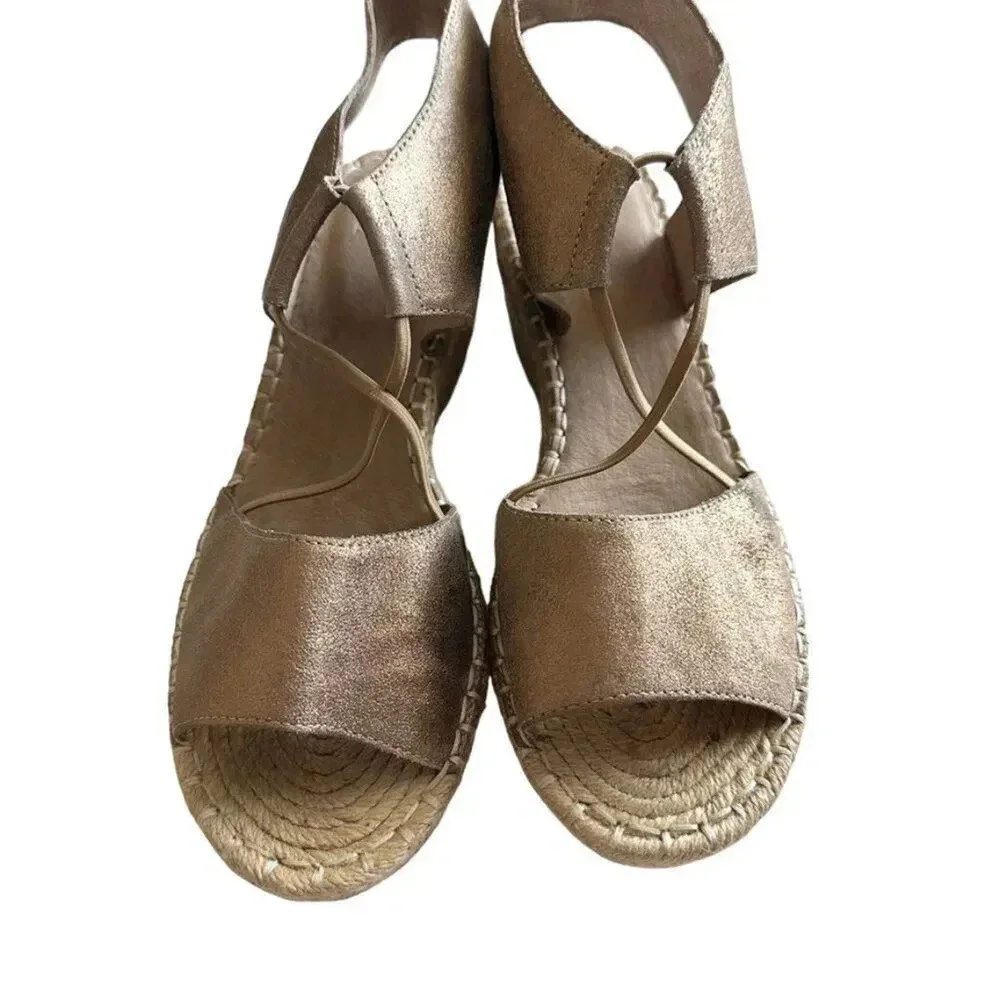 Eileen Fisher Agnes Espadrille Wedge Sandal Women's 8.5‎ Gold Metallic System